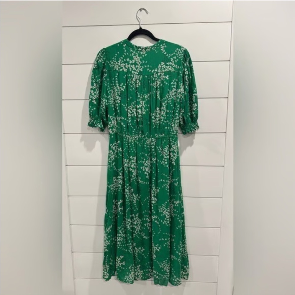 BA&SH Green Dress with White Floral Pattern